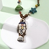 Ceramic Fish Pendant Adjustable Waxed Cord Necklaces for Women NJEW-B146-05-1