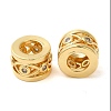 Rack Plating Brass Cubic Zirconia Hollow Column European Beads KK-Z033-25G-2
