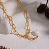 Minimalist Natural Freshwater Pearl Y-shaped Pendant Lariat Necklace 304 Stainless Steel Jewelry EE6125-4