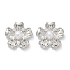 Flower Brass ABS Imitation Pearl Stud Earrings EJEW-M082-08P-2