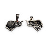Brass Rhinestone Animal Pendants KK-J186-65AS-NF-1
