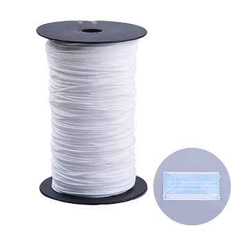 Flat Nylon Elastic Band for Mouth Cover Ear Loop, Mouth Cover Elastic Cord, DIY Disposable Mouth Cover Material, with Spool, White, 2.5~3mm, about 246.06~262.46 yards(225~240m)/roll, 2rolls/500g