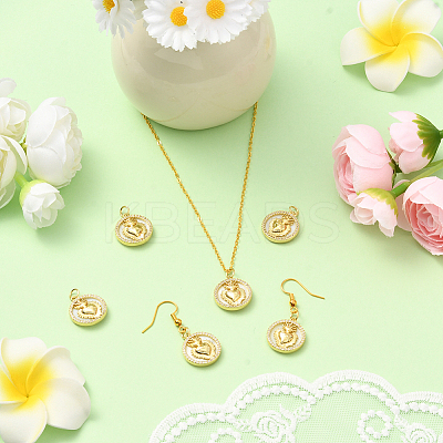 6Pcs Golden Tone Brass Micro Pave Cubic Zirconia Pendants KK-BBC0021-46-1