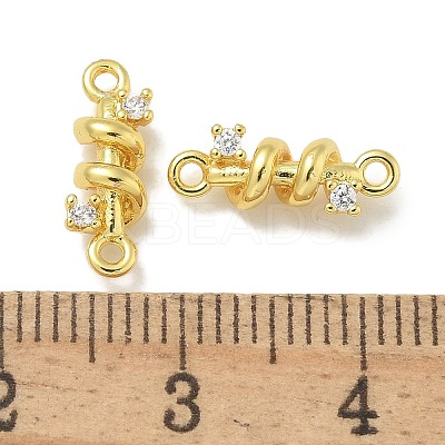 Rack Plating Brass Clear Cubic Zirconia Vortex Connector Charms KK-L224-069G-1