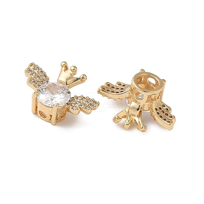Brass Micro Pave Clear Cubic Zirconia Beads KK-G531-05G-1
