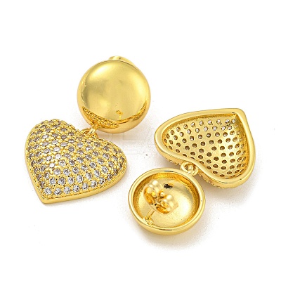 Rack Plating Brass Micro Pave Clear Cubic Zirconia Stud Earrings EJEW-I313-15C-G-1