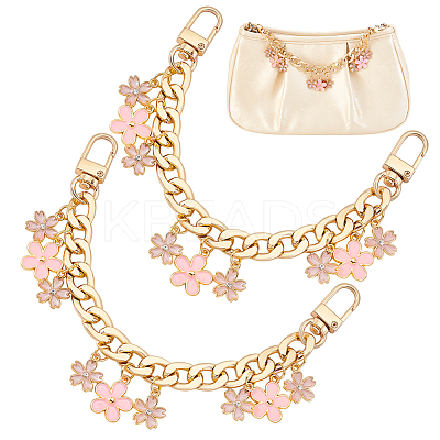2Pcs Alloy Enamel Sakura Charm Purse Strap Extenders AJEW-PH0018-01-1