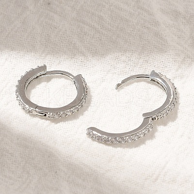 Rack Plating Brass Micro Pave Cubic Zirconia Hoop Earrings EJEW-H143-15P-1