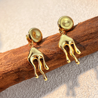 304 Stainless Steel Dangle Stud Earrings LS-EJEW-S264-02G-1