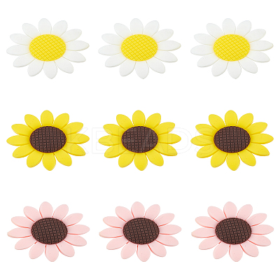 9Pcs 3 Colors Food Grade Eco-Friendly Silicone Beads SIL-LP0001-01-1