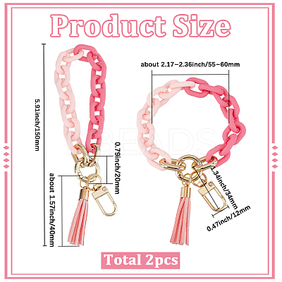 2Pcs Acrylic Cable Chain Bracelet Pendant Decorations AJEW-SC0003-71D-1