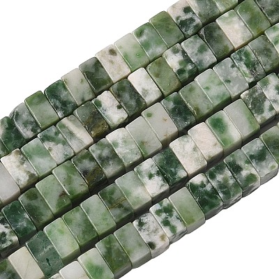 Natural Green Spot Jasper Beads Strands G-A280-C14-01-1