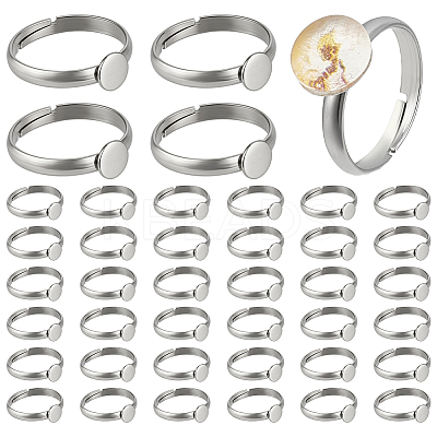 40Pcs 304 Stainless Steel Pad Ring Settings STAS-ME0003-24-1