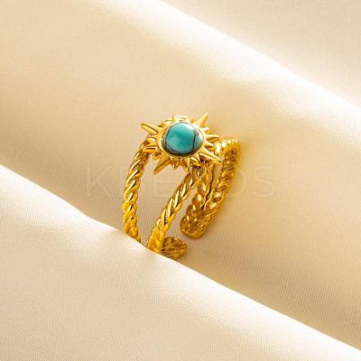 304 Stainless Steel Sun Cuff Rings DM8672-8-1