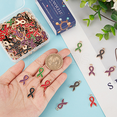 120Pcs 4 Colors Alloy Enamel Pendants ENAM-SC0003-55-1
