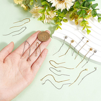 16Pcs 8 Style Cube & Round & Twist 304 Stainless Steel Stud Earrings EJEW-PH0001-26-1