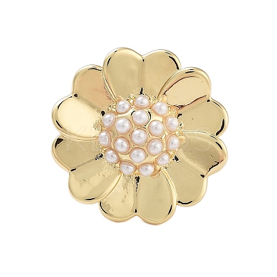Rack Plating Flower Brass Open Cuff Rings for Women RJEW-B064-18G-02-1