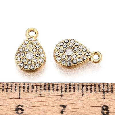 304 Stainless Steel Rhinestone Charms STAS-N110-36G-1