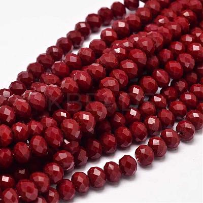 Faceted Rondelle Glass Beads Strands X-GLAA-I033-8mm-11-1