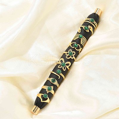 Natural Malachite Finger Rings RJEW-K290-01G-1