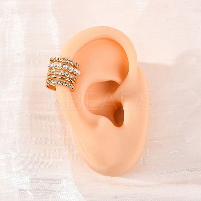 Multilayer C-Shaped Brass Micro Pave Clear Cubic Zirconia Cuff Earrings EJEW-Z127-03G-1