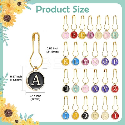 Alloy Enamel Flat Round with Letter A~Z Locking Stitch Marker Sets FIND-CJC0010-113-1