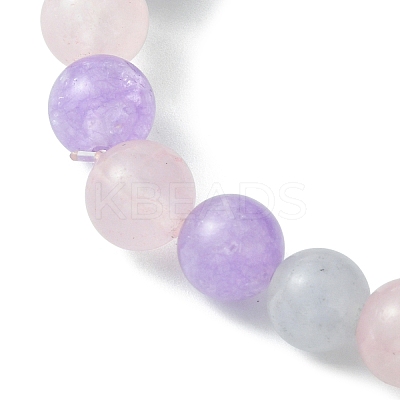 8mm Round Natural Aquamarine & Rose Quartz & Amethyst Beaded Stretch Bracelets BJEW-TA00502-1