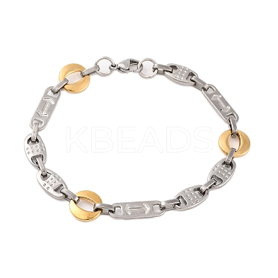 201 Stainless Steel Arrow Oval Link Chain Bracelets BJEW-B078-119GP-1