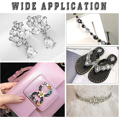 100Pcs 10 Style Flower/Horse Eye/Teardrop Sew on Rhinestone RGLA-GF0001-14A-1