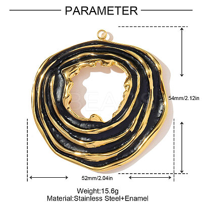 304 Stainless Steel Enamel Big Pendants STAS-OY002-80G-02-1