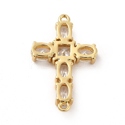 Eco-Friendly Rack Plating Brass Pave Clear Cubic Zirconia Connector Charms KK-F847-02G-1