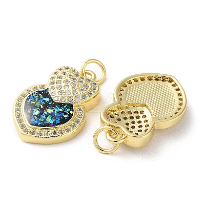 Valentine's Day Brass Micro Pave Clear Cubic Zirconia Pendants KK-C045-35G-1