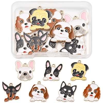 14Pcs 7 Styles Animal Puppy Alloy Enamel Pendants FIND-FS0004-13-1