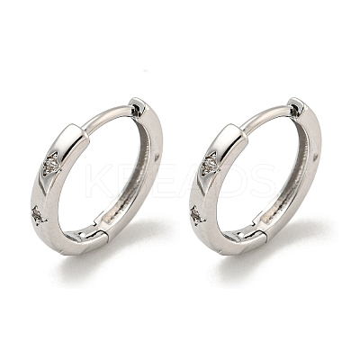 Brass Pave Clear Cubic Zirconia Hoop Earrings EJEW-L211-001P-1