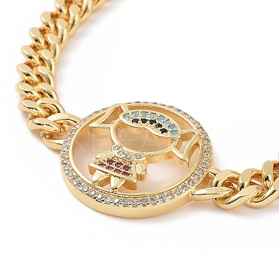Colorful Cubic Zirconia Girl Link Bracelet BJEW-B068-01-1