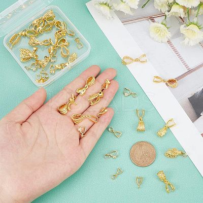 48Pcs 8 Style Brass Ice Pick Pinch Bails KK-FH0003-64-1