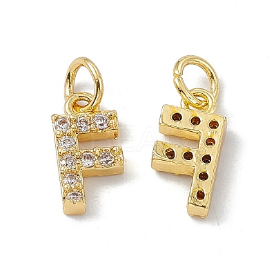 Real 18K Gold Plated Brass Micro Pave Clear Cubic Zirconia Charms KK-E068-VB452-F-1