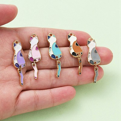 5Pcs 5 Colors Eco-Friendly Alloy Enamel Pendants ENAM-YW0003-57-1
