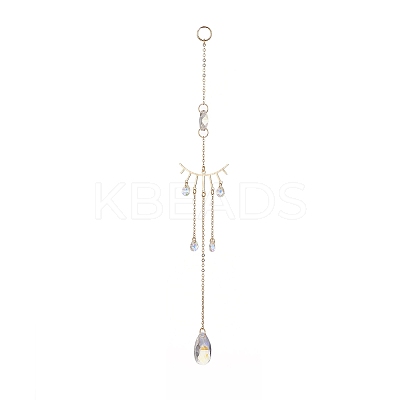 AB Color Glass Teardrop Window Hanging Suncatchers HJEW-JM00921-1