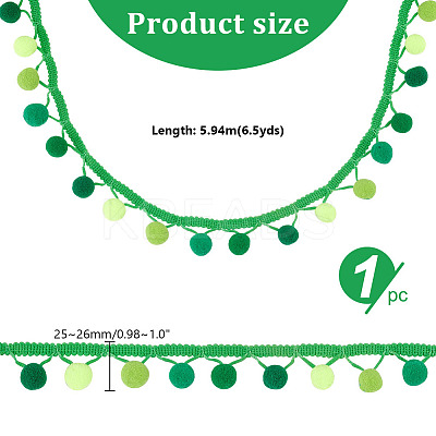 6.5 Yards Gradient Color Polyester Pom Pom Ball Tassel Ribbons DIY-GA0006-95C-1