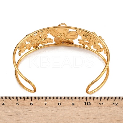 Flower 304 Stainless Steel Cuff Bangles for Women LS-BJEW-A049-02G-1