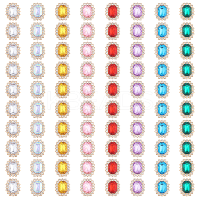 80Pcs 8 Colors Rectangle Octagon Sew on Rhinestone FIND-CA0010-07-1