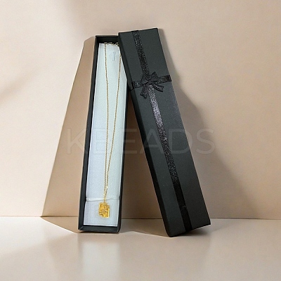 Cardboard Jewelry Necklace Boxes with Bowknot CON-YWC0006-01G-1