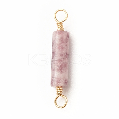 Natural Lepidolite Connector Charms PALLOY-JF01454-09-1