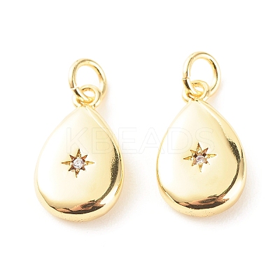 Brass Micro Pave Clear Cubic Zirconia Pendants X-ZIRC-P094-10G-RS-1