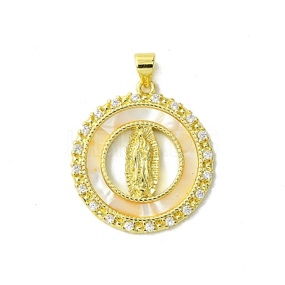 Real 18K Gold Plated Brass Micro Pave Cubic Zirconia Pendants KK-H472-14G-05-1