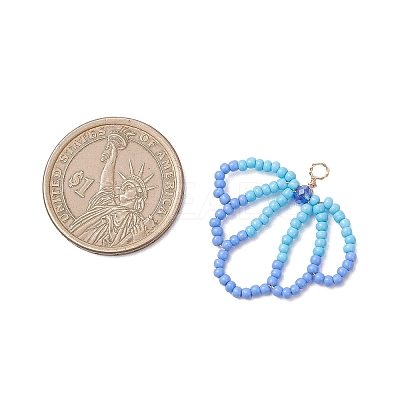 Glass Seed Beaded Shell Shapes Pendants PALLOY-MZ01174-01-1