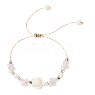 2Pcs Turtle and Starfish Synthetic Turquoise Beads Braided Bead Bracelets for Women BJEW-JB12064-01-1