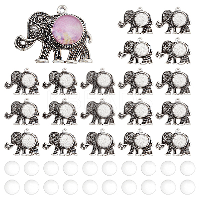DIY Blank Dome Elephant Pendant Making Kit DIY-PH0013-41-1