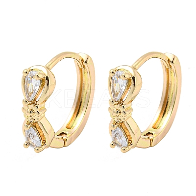 Brass Micro Pave Clear Cubic Zirconia Hoop Earrings for Women EJEW-E295-20KCG-1